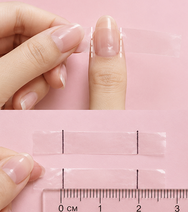 Clear tape method for measuring a nail